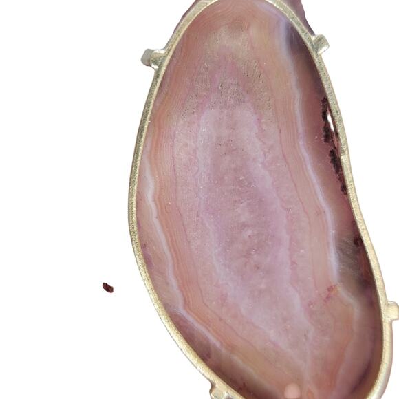Pink Agate Slice Pendant – Sterling Silver Handmade 2.5" Crystal Necklace - Picture 8 of 10